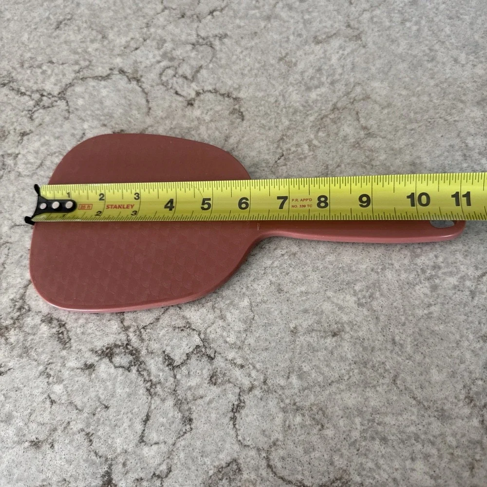 Vintage Hand Held Mirror Mauve Pink Textured Plastic 11 Inch